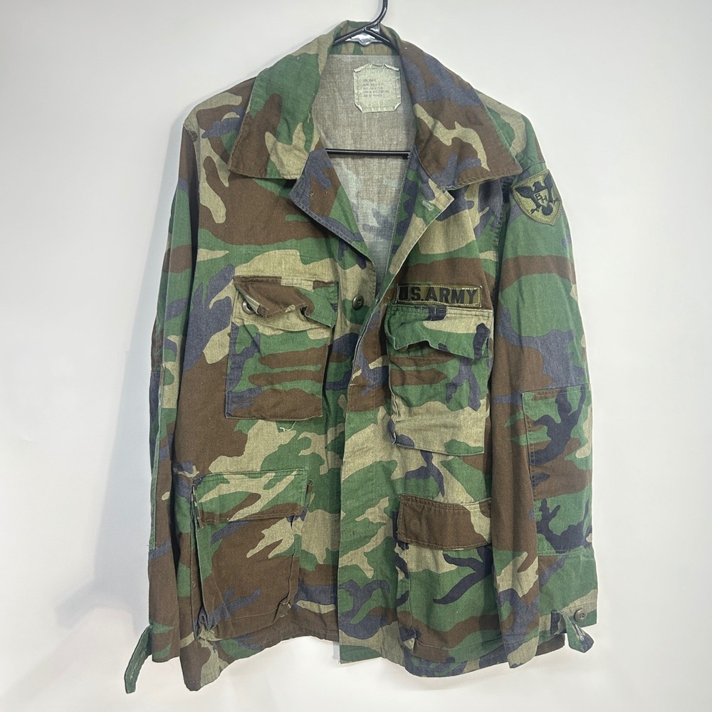 Vintage US‎ Army Woodland Camo Combat Coat Large Regular Gorpcore Streetwear 90s